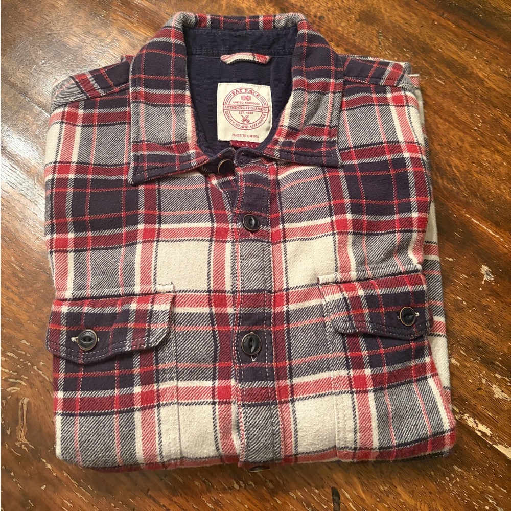 FAT FACE RED PLAID SHIRT - Red, Blue, and White
